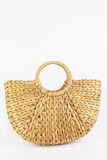 Circle Handle Straw Basket Bag in Natural
